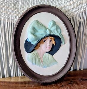 duncan ceramic wall art Victorian lady big hat